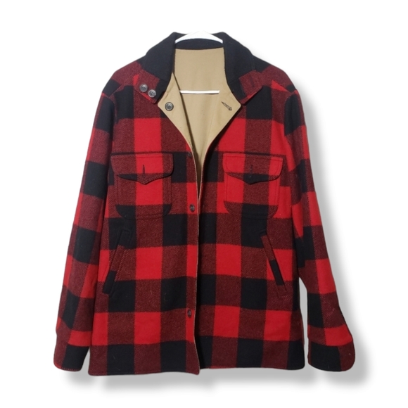 Pendleton Other - PENDLETON x VINTAGE Buffalo plaid red black reversible wool / canvas jacket M